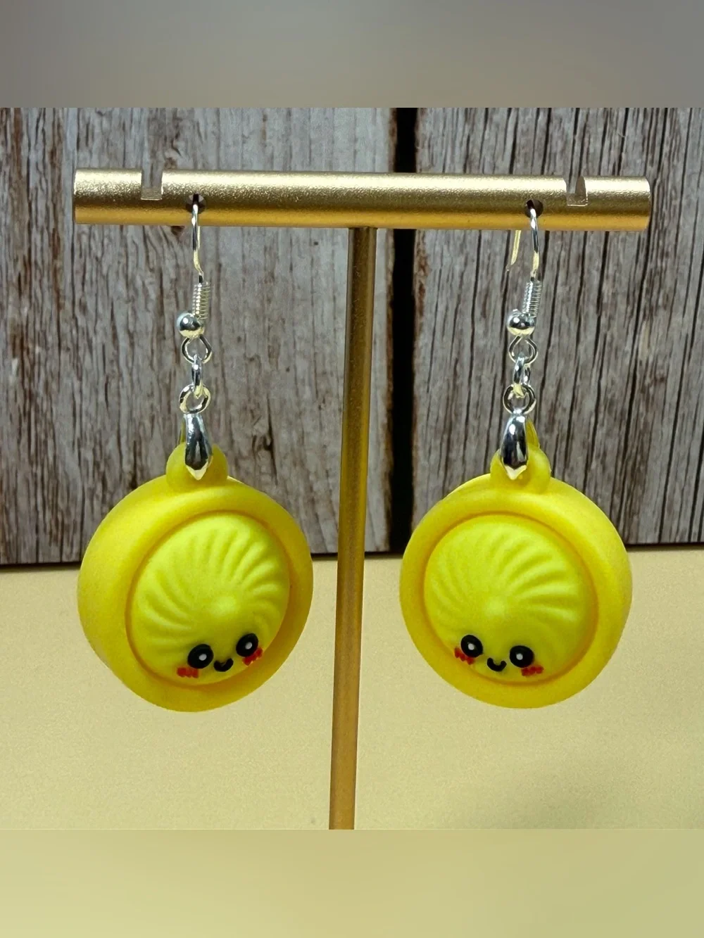 Cute Yellow Dumpling Face Drop Earrings - Kawaii Food Jewelry